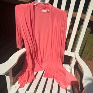 LOGO by Lori Goldstein.  Size L.  Coral Cardigan.